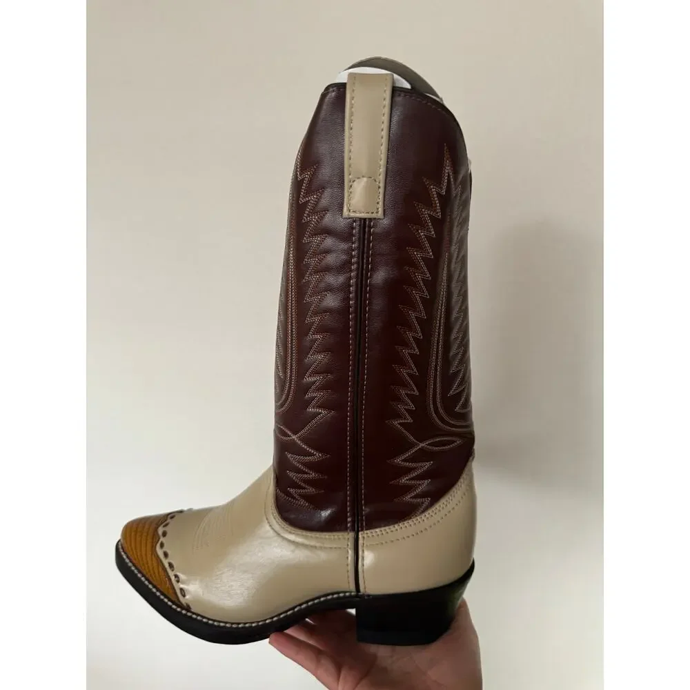 Laredo Bone Lizard Print Wingtip Boots 61161 Size 8